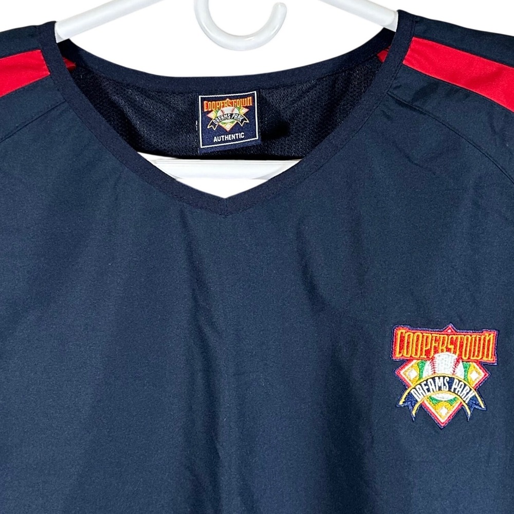 Cooperstown Dreams Park Mens Navy Red Short Sleeve Baseball Windbreaker Small